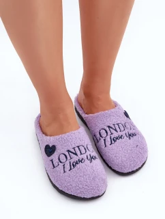 Domácí obuv Dámské pantofle s nápisem a beránkovým kožíškem Inblu ET000027 Fialové