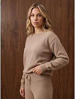 Dámská pletená souprava se širokými kalhotami, béžová, FashionStreet AY1223 Dámská pletená souprava se širokými kalhotami, béžová, FashionStreet AY1223