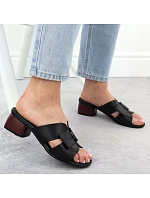 Dámské kožené žabky na klínku černé Remonte R8759-01