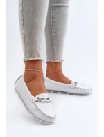Dámské kožené mokasíny s ozdobou, bílá S.Barski Dámské kožené mokasíny s ozdobou, bílá S.Barski