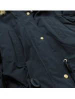 Tmavě modro-růžová oboustranná dámská zimní bunda s kapucí (w211)