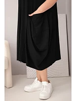 Dámské šaty Plus Size bavlněné s kapsami černá