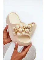 Dámské pěnové pantofle s ozdobami na silné podrážce, světle béžová Bremavia Dámské pěnové pantofle s ozdobami na silné podrážce, světle béžová Bremavia