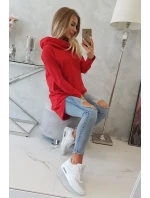 Mikina s dlouhými zády a kapucí červená