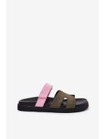 Dámské Pantofle Na Suchý Zip Vinceza 17401 Zeleno-Růžové