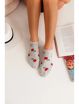 Dámské Kotníkové Ponožky Třešně Šedé