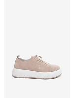 Polobotky Sneakersy na platformě z přírodního semiše béžové Blushy Polobotky Sneakersy na platformě z přírodního semiše béžové Blushy