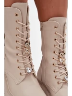 Botki workery dámské s přívěsky – medvídek a srdce, béžové Iravine