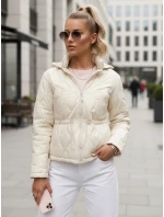 Dámská prošívaná bunda s kapucí ecru FashionStreet TY5533 Dámská prošívaná bunda s kapucí ecru FashionStreet TY5533