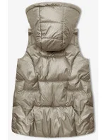 Béžová dámská vesta s kapucí (B8171-12) Béžová dámská vesta s kapucí (B8171-12)