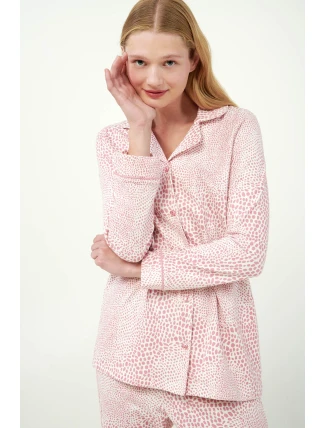 Vamp - Růžové pyžamo s potiskem na knoflíky 21392 - Vamp Vamp - Růžové pyžamo s potiskem na knoflíky 21392 - Vamp