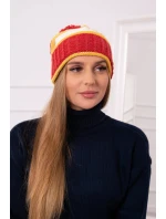 Dámská čepice Kinga K297 red+mustard+ecru