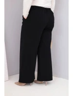 Dámské kalhoty Plus Size s širokými nohavicemi a vysokým pasem černé