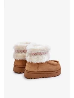 Sněhule Kotníkové Dětské Boty S Kožešinou A Vzorem Camel Melefia