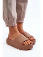 Dámské žabky na tlusté podrážce hnědé Oreithano