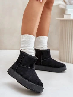 Dámské Sněhule Na Platformě Z Eko Semiše Černé Atteria