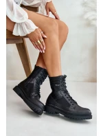 Kožené Traperky Kotníkové Boty Pánské Zateplené Big Star OO174164 Černé