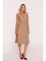 S413 Šaty s mašlemi - béžové S413 Šaty s mašlemi - béžové