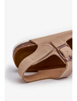 Dětské sandály na korkové platformě, zapínání na suchý zip, Béžová Rorria