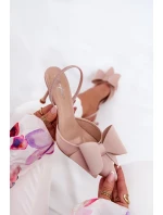 Lodičky s odkrytou patou a mašlí Eklevia – béžové Lodičky s odkrytou patou a mašlí Eklevia – béžové