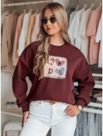 Dámská nadměrná mikina se srdíčky MADELIN vínová FashionStreet BY1458