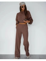 Dámský komplet s vaflovou strukturou v barvě cappuccino - mikina a kalhoty (821108)