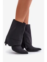 Dámské boty na podpatku se zahnutým svrškem a špičatými špičkami černé Naritua