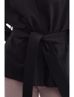 B297 Pletené sako bez límce s otevřenou přední částí - černé