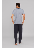 Pánské pyžamo Jugo, krátký rukáv, dlouhé nohavice - melanž/grafit