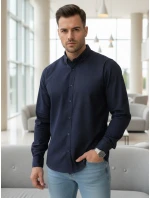 Pánská tmavě modrá vzorovaná košile slim fit FashionStreet DX2692