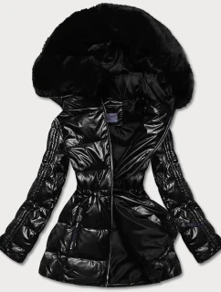 Černá metalická dámská bunda (b8029-1)