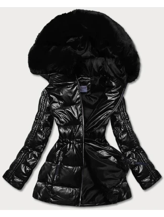 Černá metalická dámská bunda (b8029-1)