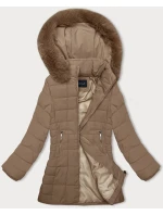 Béžová prošívaná dámská zimní bunda J Style (16M9119-62)