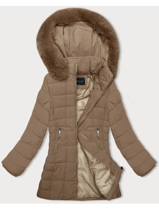 Béžová prošívaná dámská zimní bunda J Style (16M9119-62)