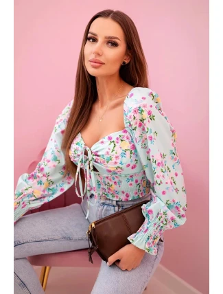 Dámská španělská halenka s květinovým vzorem, dlouhý rukáv mincovna Dámská španělská halenka s květinovým vzorem, dlouhý rukáv mincovna