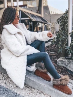 Dámské Kožené Sněhule S Kožešinou Camel Alexa