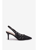 Krajkové Lodičky Sandály S Odkrytou Patou Černé Lisaviela