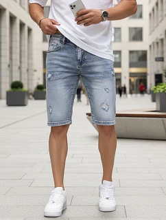 Pánské džínové šortky s odřením modré FashionStreet SX2578