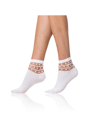 Dámské ponožky s ozdobným lemem TRENDY COTTON SOCKS - BELLINDA - bílá Dámské ponožky s ozdobným lemem TRENDY COTTON SOCKS - BELLINDA - bílá