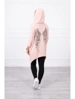 Mikina s potiskem křídel pudrově růžová