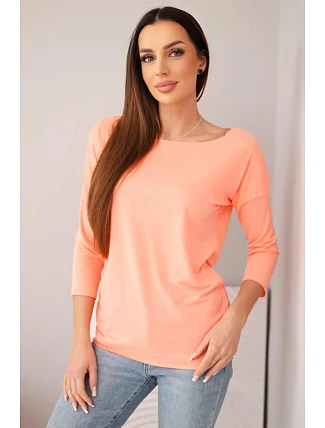 Dámská halenka s lodičkovým výstřihem lososová