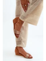 Kožené Sandály Maciejka 1971-68 Hnědo-Zlaté