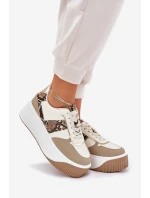 Dámské Tenisky Na Masivní Platformě Zvířecí Vzor Béžové Telanila