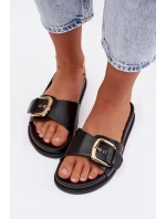 Ženské pantofle s zlatým sponou Černé Rosivana