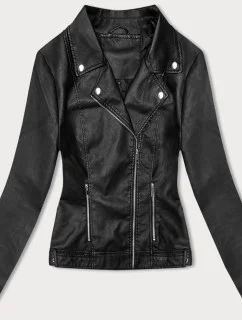 Černá bunda ramoneska z imitace kůže (11Z8062)