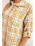 Dámská kostkovaná bavlněná košile s efektem obnošení hořčicová Dámská kostkovaná bavlněná košile s efektem obnošení hořčicová