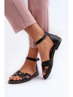 Zazoo 40378 Ploché Dámské Kožené Sandály Černé