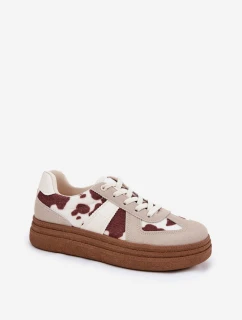 Dámské Tenisky Na Platformě S Károvaným Vzorem Béžové Lincidi