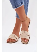 Dámské ploché sandály s řemínky Eko semišové světle béžové Florane