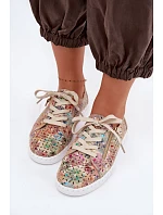 Otevřené polobotky z přírodního semiše vícebarevné Kamelia